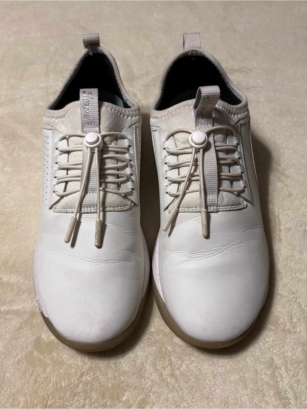 Lightweight White Slip-On Sneakers with Toggle Lacing